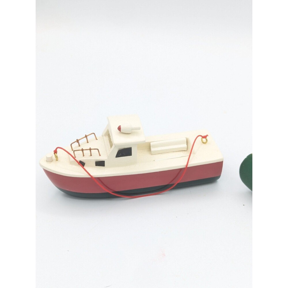 Authentic Models AM Wooden Boat Christmas Ornaments Green Tree Canoe Lobster... - Picture 2 of 9